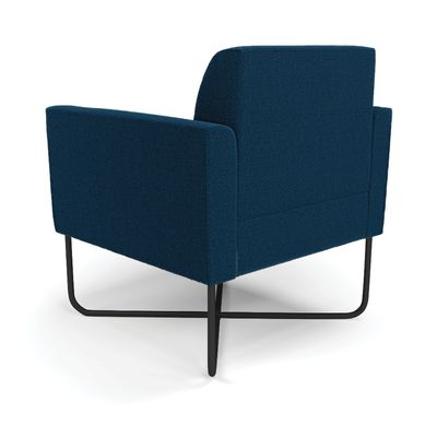 Poltrona Sala Base X Industrial Preto Marisa Bouclê Azul D03 - D'Rossi
