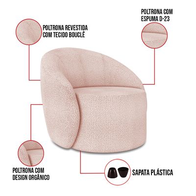 Poltrona Orgânica Kit 2 Lua Bouclê Rosê D03 - D'Rossi