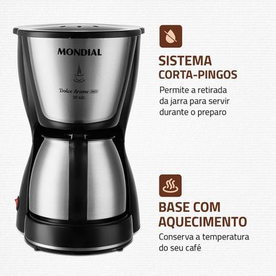 Cafeteira Elétrica Mondial C-37JI-30X 800W Preto Inox 220V
