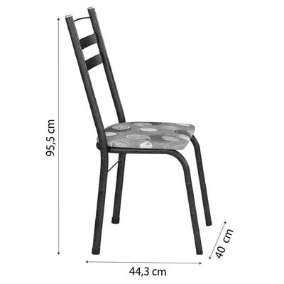Conj De Mesa Itália Com 4 Cadeiras 1,20m Dark/ Granitado