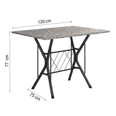 Conj De Mesa Itália Com 4 Cadeiras 1,20m Dark/ Granitado