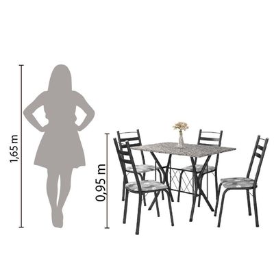 Conj De Mesa Itália Com 4 Cadeiras 1,20m Dark/ Granitado