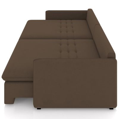 Sofá Cama Retrátil Para Sala de Estar 214cm Una K01 Veludo Marrom - Lyam Decor