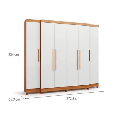 Guarda-Roupa Casal Imperial 6 Portas 6 Gavetas Off White e Freijó