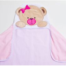 Toalha De Banho Felpuda Ursinho Rosa Com Capuz - Papi