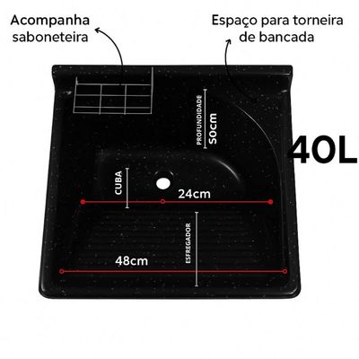 Gabinete para Lavanderia com Tanque Esfregadeira de Roupas 40L Limpar Calçados Organizar Lavanderia