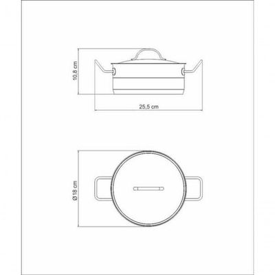 Caçarola Rasa Tramontina Professional 16cm Em Aço Inox Com Detalhe Satinado