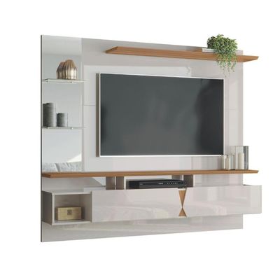 Painel Para Até 55'' Off White Com Damasco Intense - Lukaliam Móveis