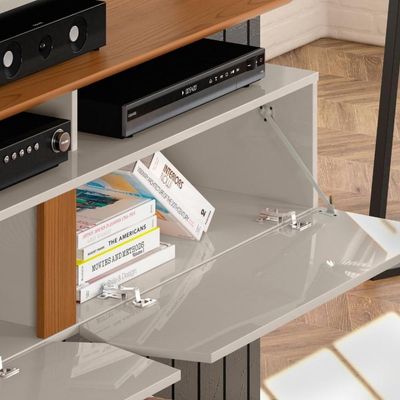 Painel Para Até 55'' Off White Com Damasco Intense - Lukaliam Móveis