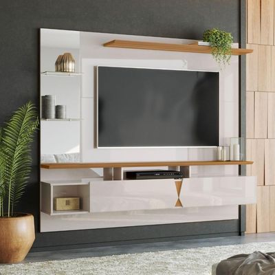 Painel Para Até 55'' Off White Com Damasco Intense - Lukaliam Móveis