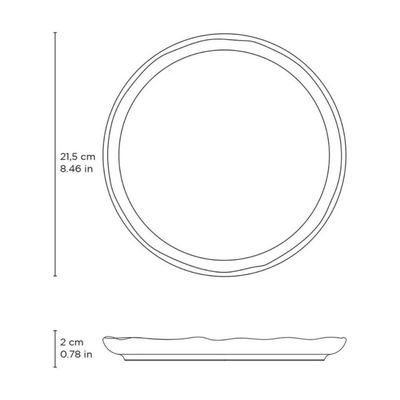 Jogo 4 Pratos para Sobremesa Cerâmica 21,5cm Branco e Azul