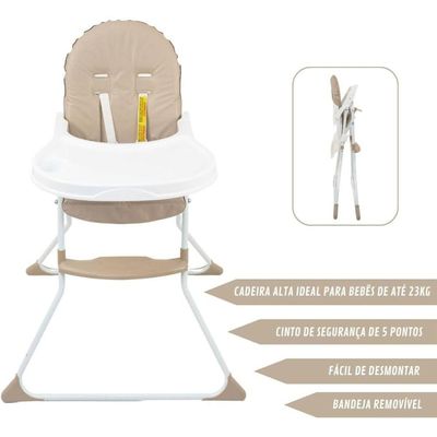 Cadeira De Alimentação Galzerano Para Bebê Alta Nick 5025 Até 23kg Sand