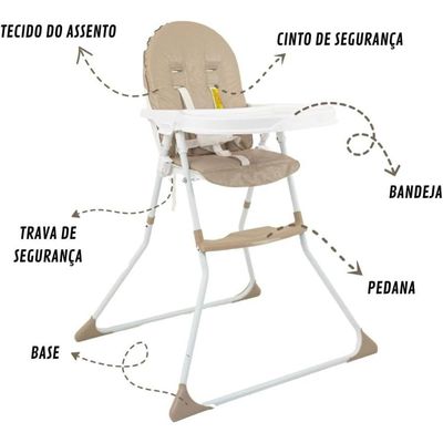 Cadeira De Alimentação Galzerano Para Bebê Alta Nick 5025 Até 23kg Sand