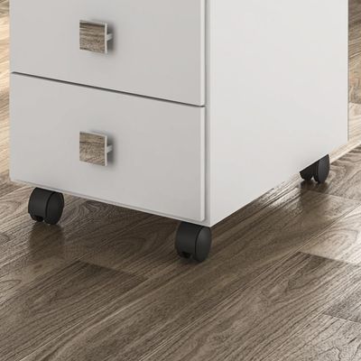 Escrivaninha Para Computador Office Com 4 Gavetas Dubai Branco Brilhante - Lukaliam Moveis