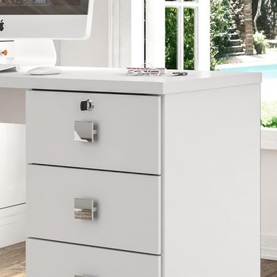 Escrivaninha Para Computador Office Com 4 Gavetas Dubai Branco Brilhante - Lukaliam Moveis