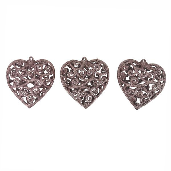 Enfeite Natal Le Coração 7,5cm com 3 Unidades Rosa Enfeite Natal Le Coração 7,5cm com 3 Unidades Rosa