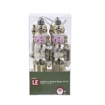 Enfeite Le Quebra Nozes 13cm com 2 Unidades Dourado