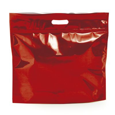 Sacola Laminada Cromus com Zíper Vermelho 46x43x5cm
