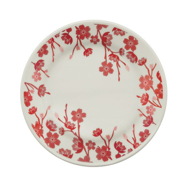 Prato de Sobremesa Oxford Donna Jardim Oriental em Cerâmica Florido Vermelho e Branco