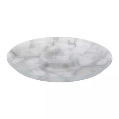 Petisqueira em Vidro Decorglass Redonda Marmorizada