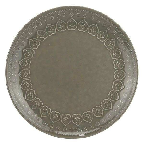 Prato Raso Le Mulaki Taupe Cerâmica Redondo Verde 26cm Prato Raso Le Mulaki Taupe Cerâmica Redondo Verde 26cm