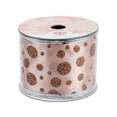 Fita de Natal Le Rosé Gold 6cmx2m - Item Sortido