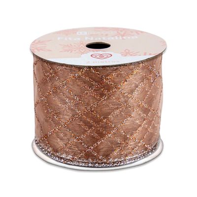 Fita de Natal Le Rosé Gold 6cmx2m - Item Sortido