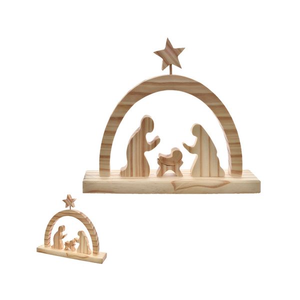 Presépio de Madeira D&A Cor Natural 22x26cm Presépio de Madeira D&A Cor Natural 22x26cm