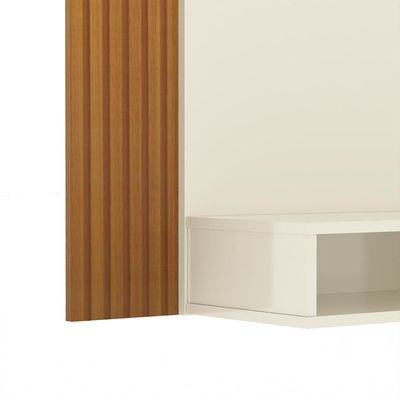 Painel Tv 43 Polegadas Suspenso Com Nichos Bonsai - Off White E Ripado Off White E Ripado