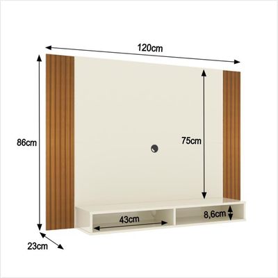 Painel Tv 43 Polegadas Suspenso Com Nichos Bonsai - Off White E Ripado Off White E Ripado