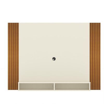 Painel Tv 43 Polegadas Suspenso Com Nichos Bonsai - Off White E Ripado Off White E Ripado