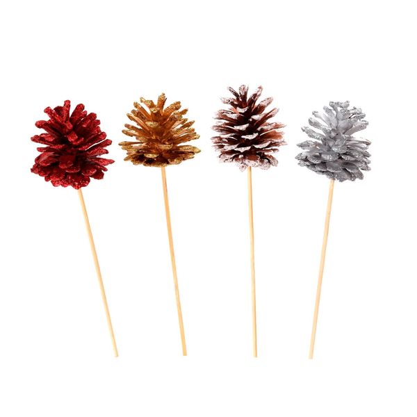 Enfeite Natalino Pinha na Vareta Wincy com 4 Unidades - Item Sortido Enfeite Natalino Pinha na Vareta Wincy com 4 Unidades - Item Sortido