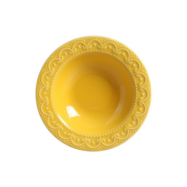 Prato Fundo em Cerâmica Scalla Princess Amarelo 22cm
