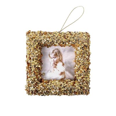 Enfeite Natalino Porta Retrato Grillo Dourado 12x12x12cm