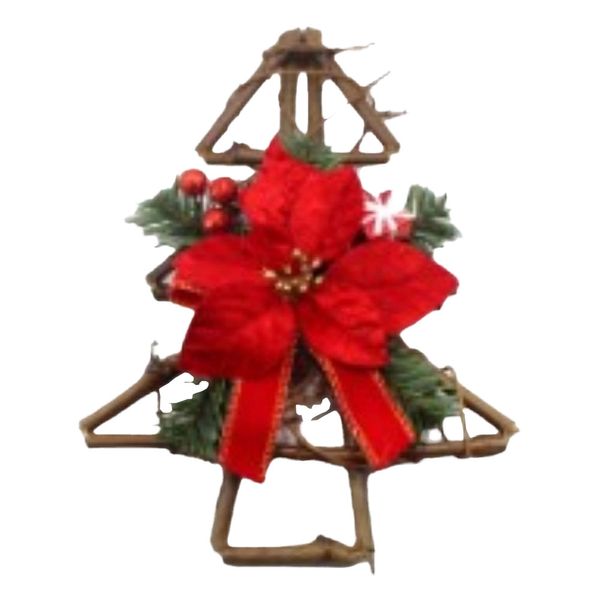 Árvore de Natal Decorativa em Rattan Le com Flor 30cm