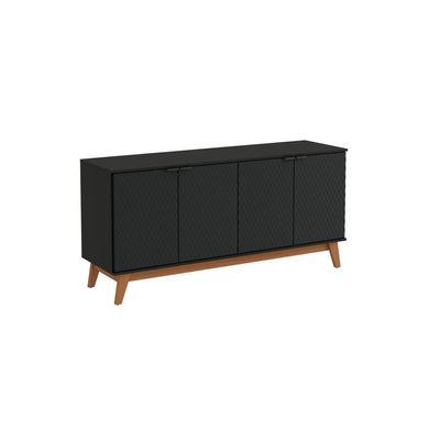 Aparador Kappesberg 4 Portas 3d Preto Fosco 180cm