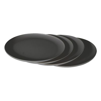 Conjunto de Pratos Rasos Plástico São Bernardo Preto 4 Peças