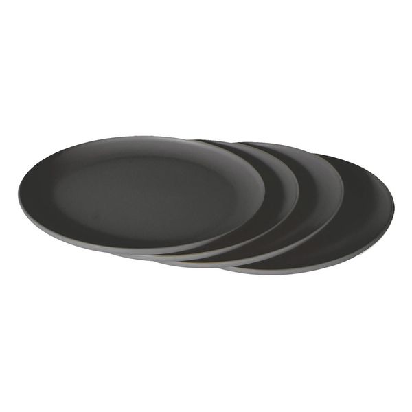Conjunto de Pratos Rasos Plástico São Bernardo Preto 4 Peças