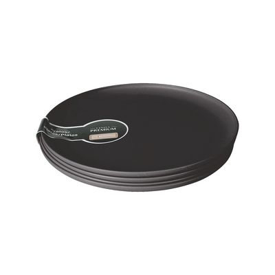 Conjunto de Pratos Rasos Plástico São Bernardo Preto 4 Peças