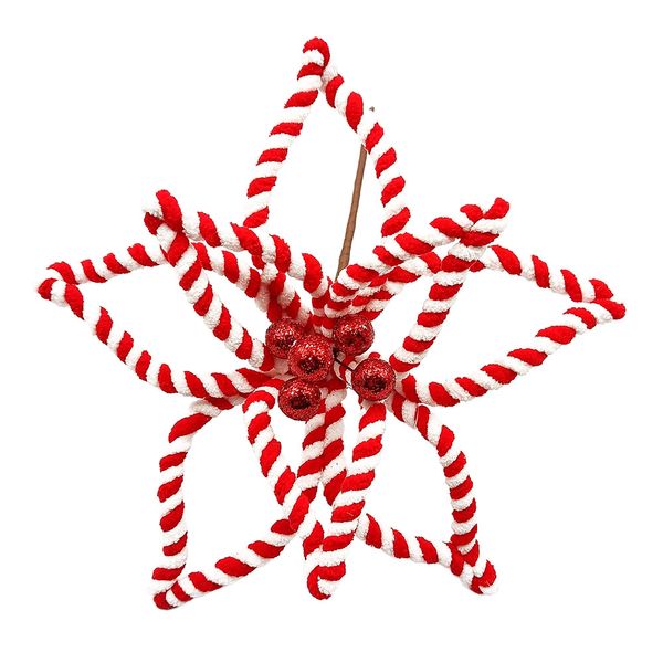 Flor Vazada Decorativa Yangzi Bico de Papagaio Vermelha e Branca 20cm