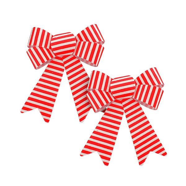 Laço Natalino Yangzi em Tecido Vermelho e Branco 2 Unidades 15x17cm Laço Natalino Yangzi em Tecido Vermelho e Branco 2 Unidades 15x17cm