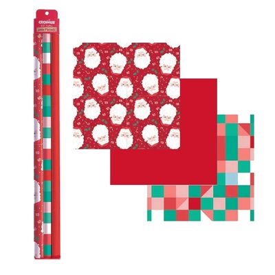 Kit Papel de Presente Natalino Cromus Polo Norte 3 Unidades 70x100cm - Item Sortido