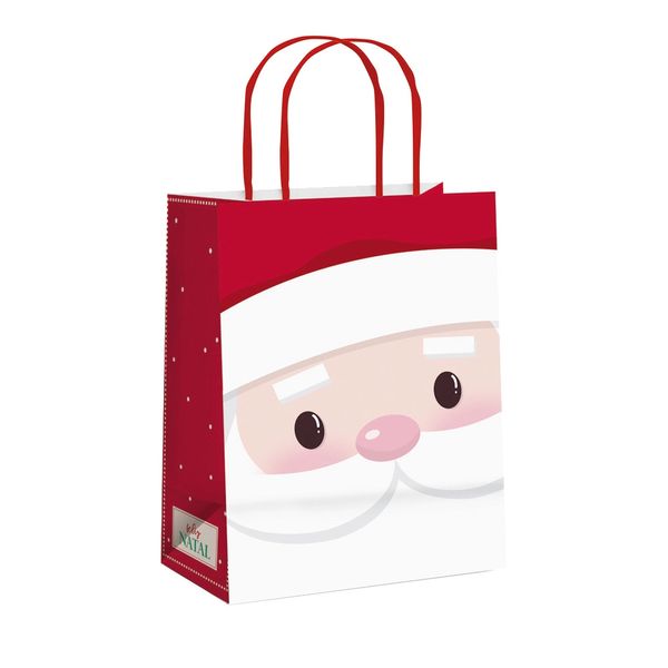 Sacola Natalina em Papel Nicolau P 21,5x15x8cm