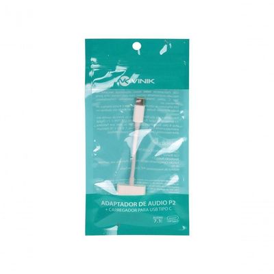Adaptador Fone De Ouvido Celular Audio P2 3.5mm + Carregador Para Usb Tipo C - Adpatc7.1