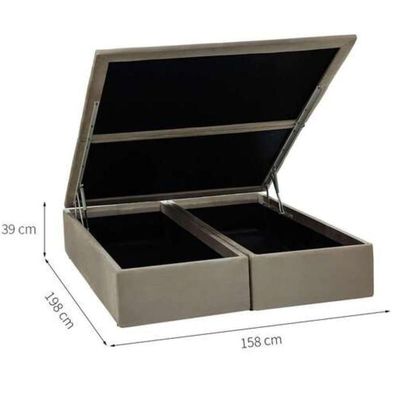 Base Baú Physical Camurça Bege Queen 158x198x39cm - 1051612187 - Ortobom Base Baú Physical Camurça Bege Queen 158x198x39