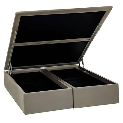Base Baú Physical Camurça Bege Queen 158x198x39cm - 1051612187 - Ortobom Base Baú Physical Camurça Bege Queen 158x198x39
