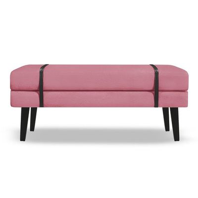 Banco Estofado Viena 1,20m Suede Pink - Inova Decorações