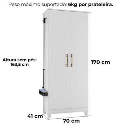 Armario Multiuso Jade 2 Portas 170x70 Cm Branco