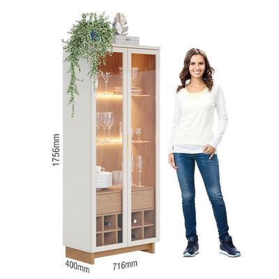 Cristaleira Guanabara Off White Freijó Com Aparador Buffet Jurerê Off White Matte Freijó - Colibri