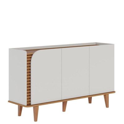 Cristaleira Guanabara Off White Freijó Com Aparador Buffet Jurerê Off White Matte Freijó - Colibri